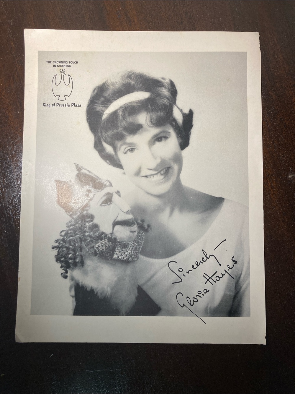 Signed Black & White Portrait with Puppet - Gloria Hayes